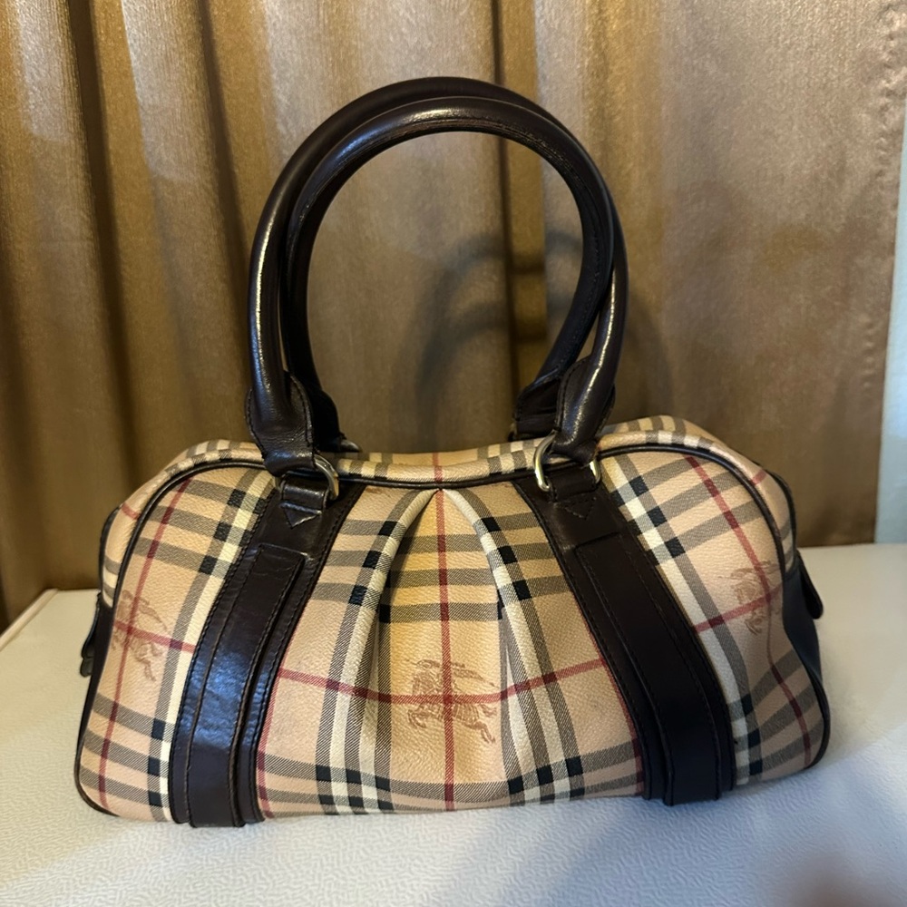 Burberry Haymatket- Tan and Brown Women's Bag